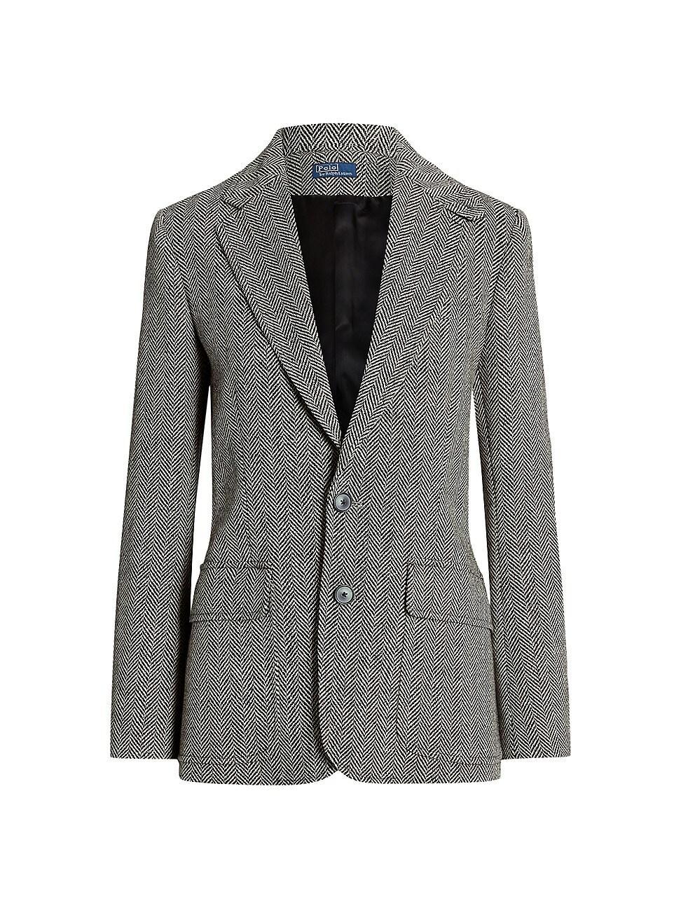 Womens Linen-Blend Herringbone Single-Breasted Blazer Product Image