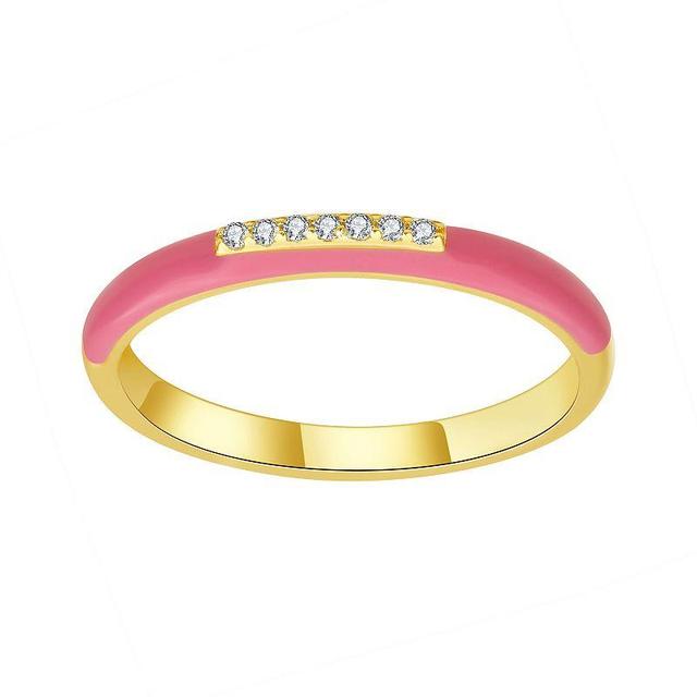 Enamorata Pink Enamel & Cubic Zirconia Ring, Womens Gold Tone Pink Product Image