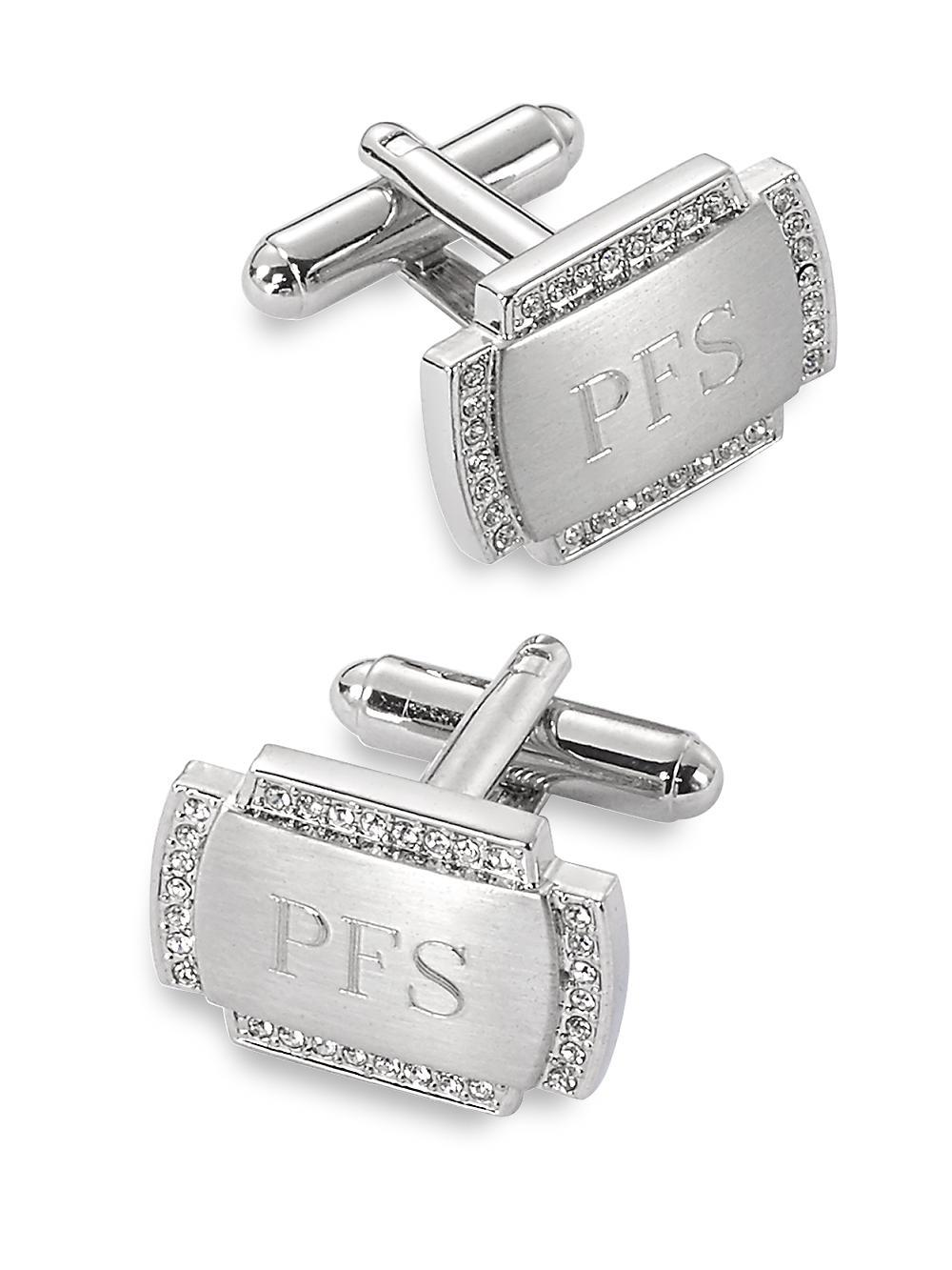 Crystal Border Engravable Cufflinks Product Image