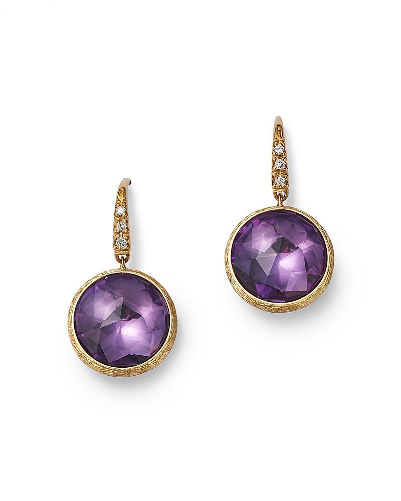 Womens Jaipur Color 18K Yellow Gold, Amethyst & 0.05 TCW Diamond Drop Earrings Product Image