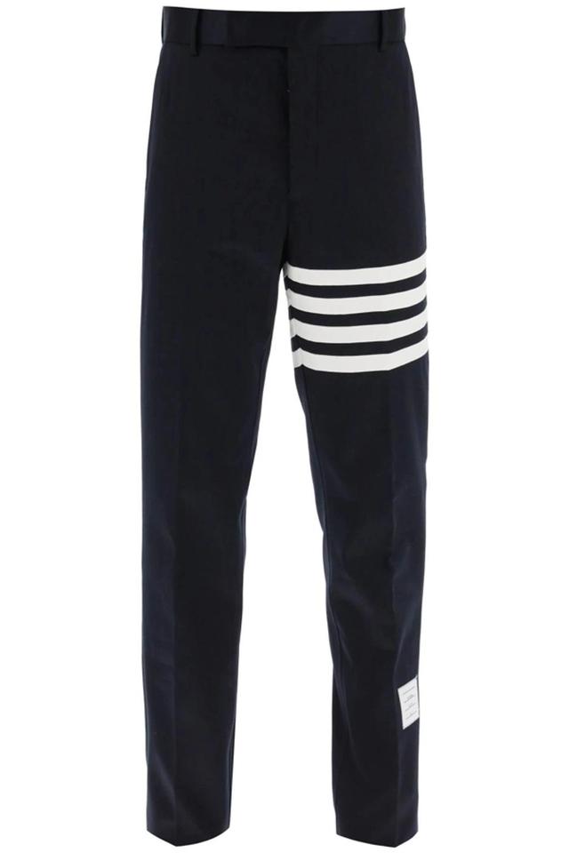 4-bar Straight Wool Pants In Navy Blue Product Image