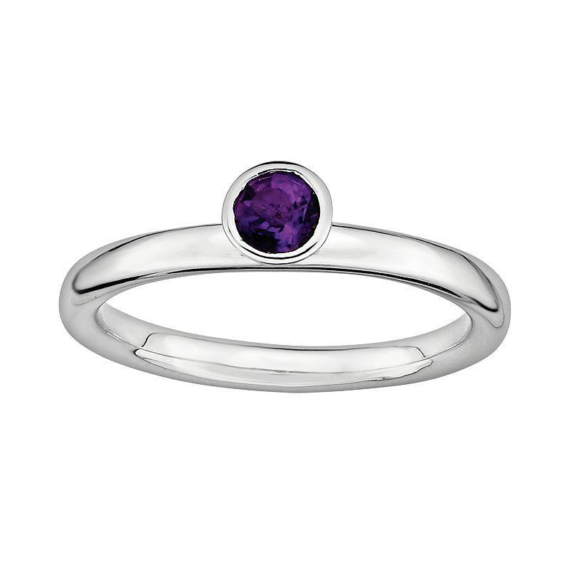 Stacks & Stones Sterling Silver Amethyst Stack Ring, Womens Purple Product Image