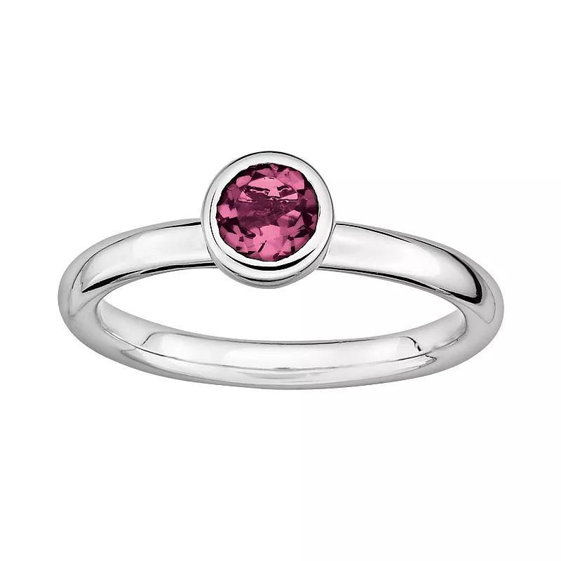 Stacks & Stones Sterling Sterling Silver Pink Tourmaline Stack Ring, Womens Product Image