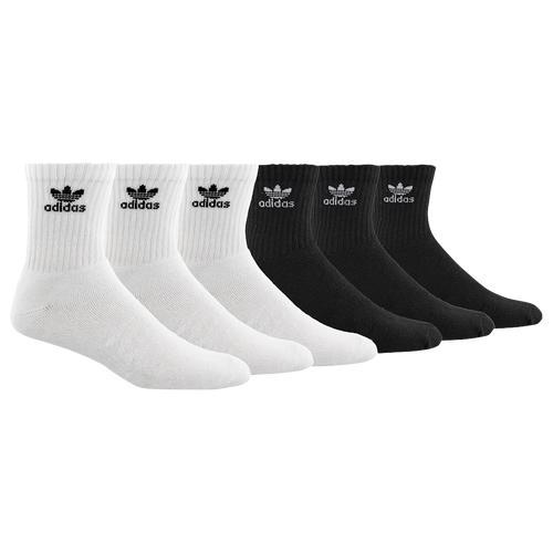 adidas Trefoil Quarter Socks (6-Pair) (White/Black) Men's Quarter Length Socks Shoes Product Image