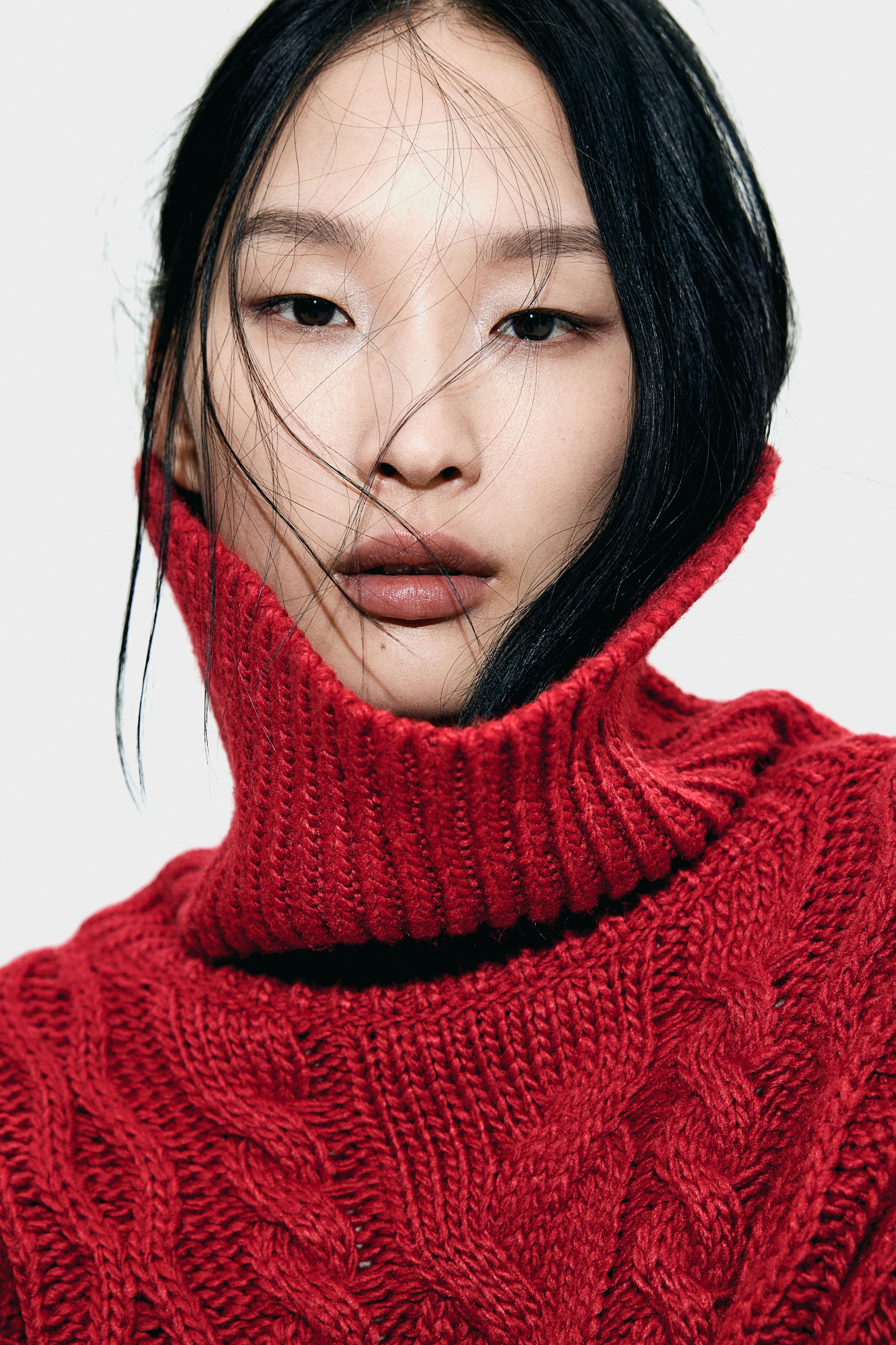 Cable-Knit Turtleneck Sweater Product Image