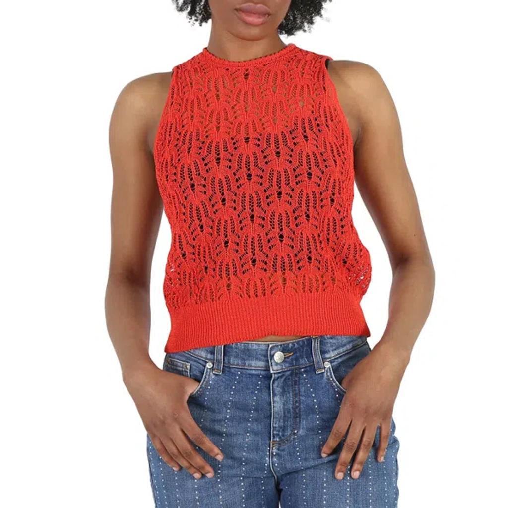 Ladies Bright Red Pointelle Stitch Top product image