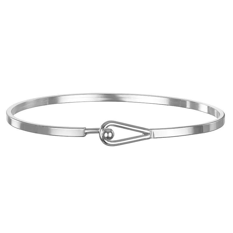 Emberly Silver Tone Hook Closure Bangle Bracelet, Womens, None Product Image