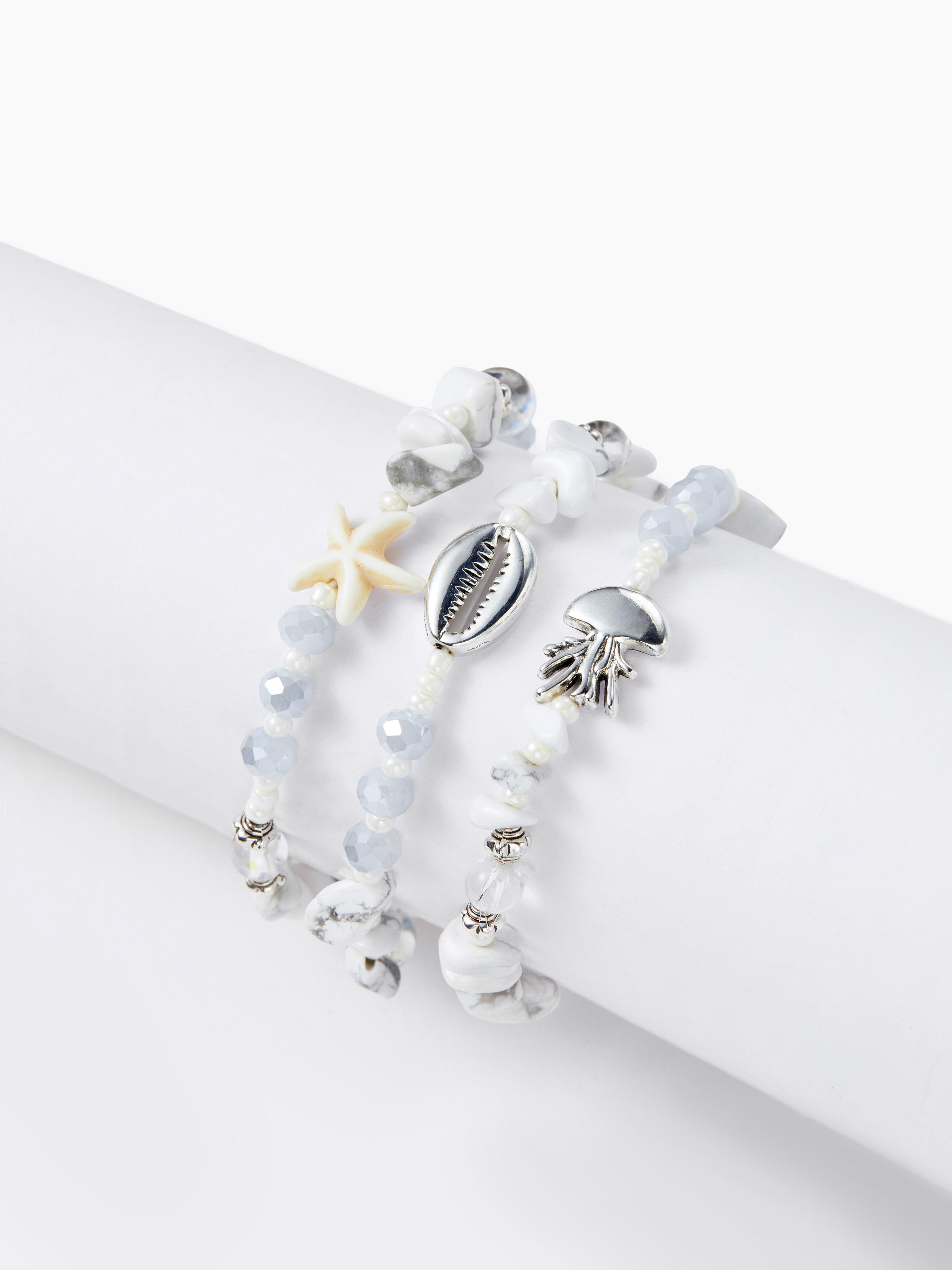 3PCS  STONE & SHELL & PEARL BEADED BRACELET Product Image