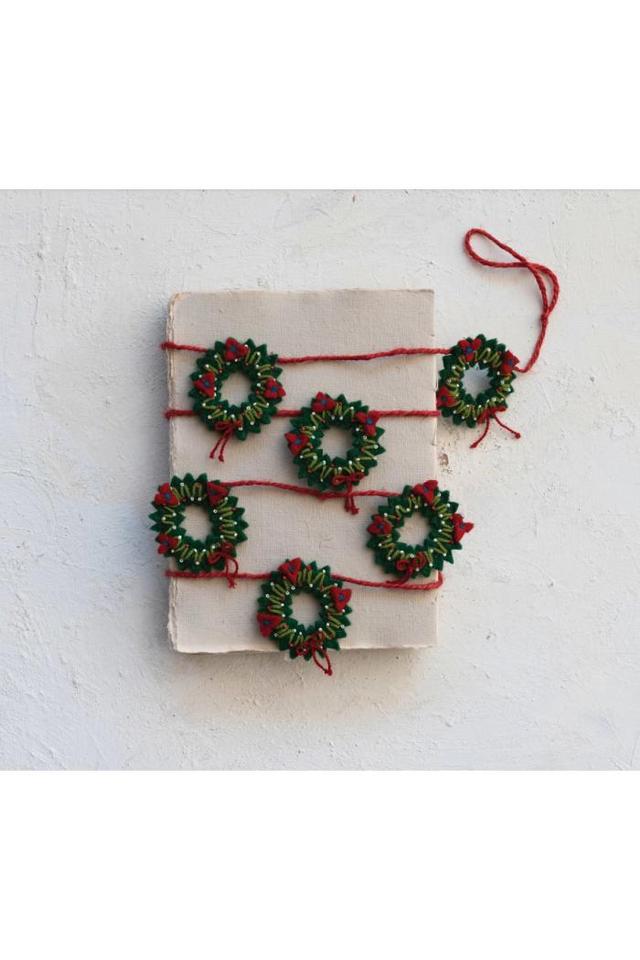 Handmade Wool Felt Holiday Wreaths Garland Product Image