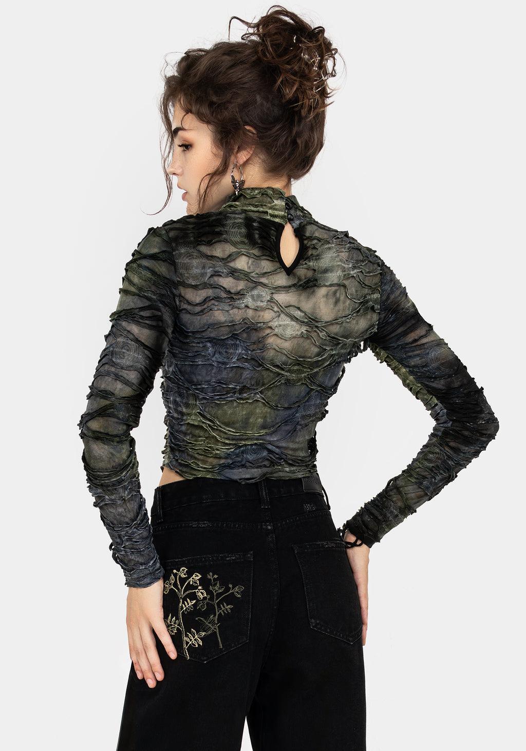 Chlorella Distressed Long Sleeve Top Product Image