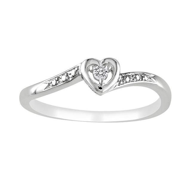 Stella Grace Sterling Silver Diamond Accent Heart Ring, Womens White Product Image