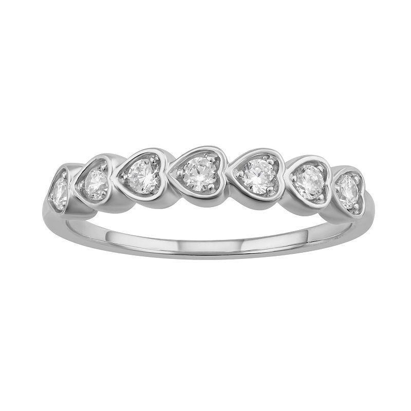 Simply Vera Vera Wang 14k White Gold 1/4 Carat T.W. Diamond Heart Ring, Womens Product Image