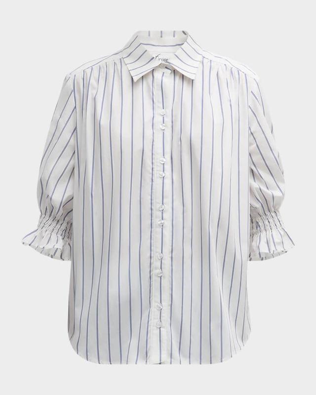 Plus Size Sirena Pinstripe Cotton Poplin Shirt Product Image