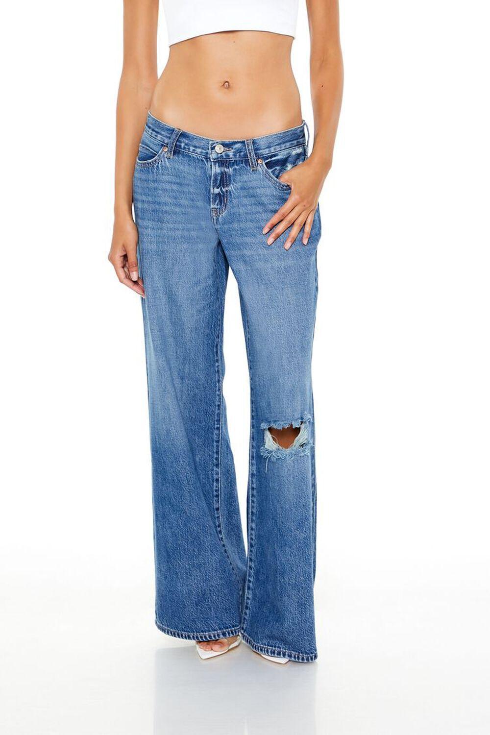 Destroyed Low-Rise Baggy Jeans | Forever 21 Product Image