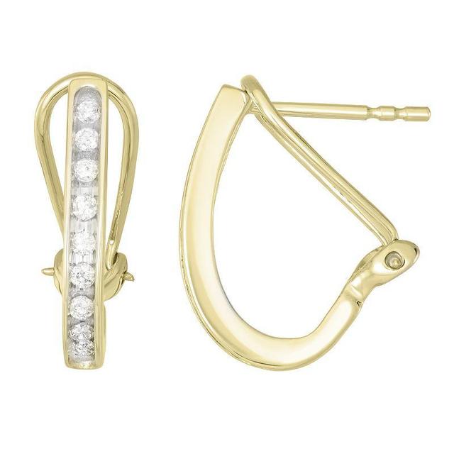 10k Gold 1/4 Carat T.W. Diamond J-Hoop Earrings, Womens, White Product Image