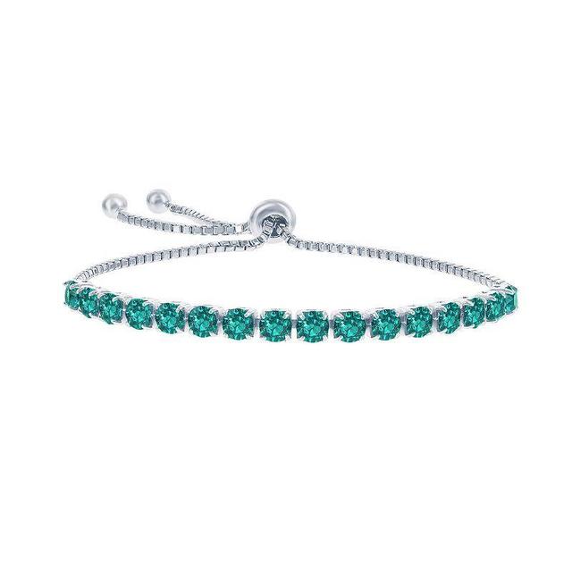 Sterling Silver Emerald Gemstone Bracelet, Womens Product Image