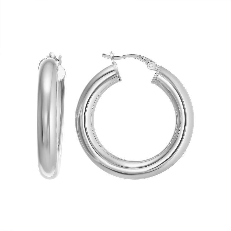 Sterling Silver Round Hoop Earrings, Womens, Multicolor Product Image