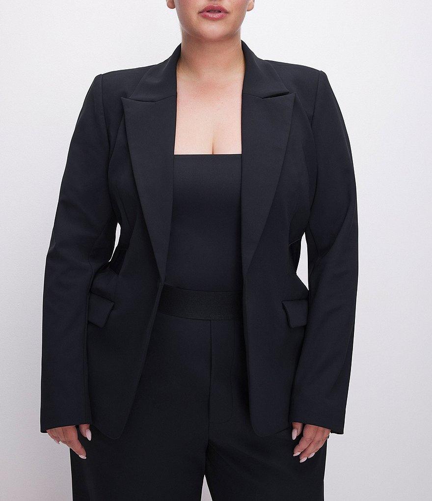 Good American Plus Size Bonded Scuba Elastic V-Neck Long Sleeve Blazer Product Image