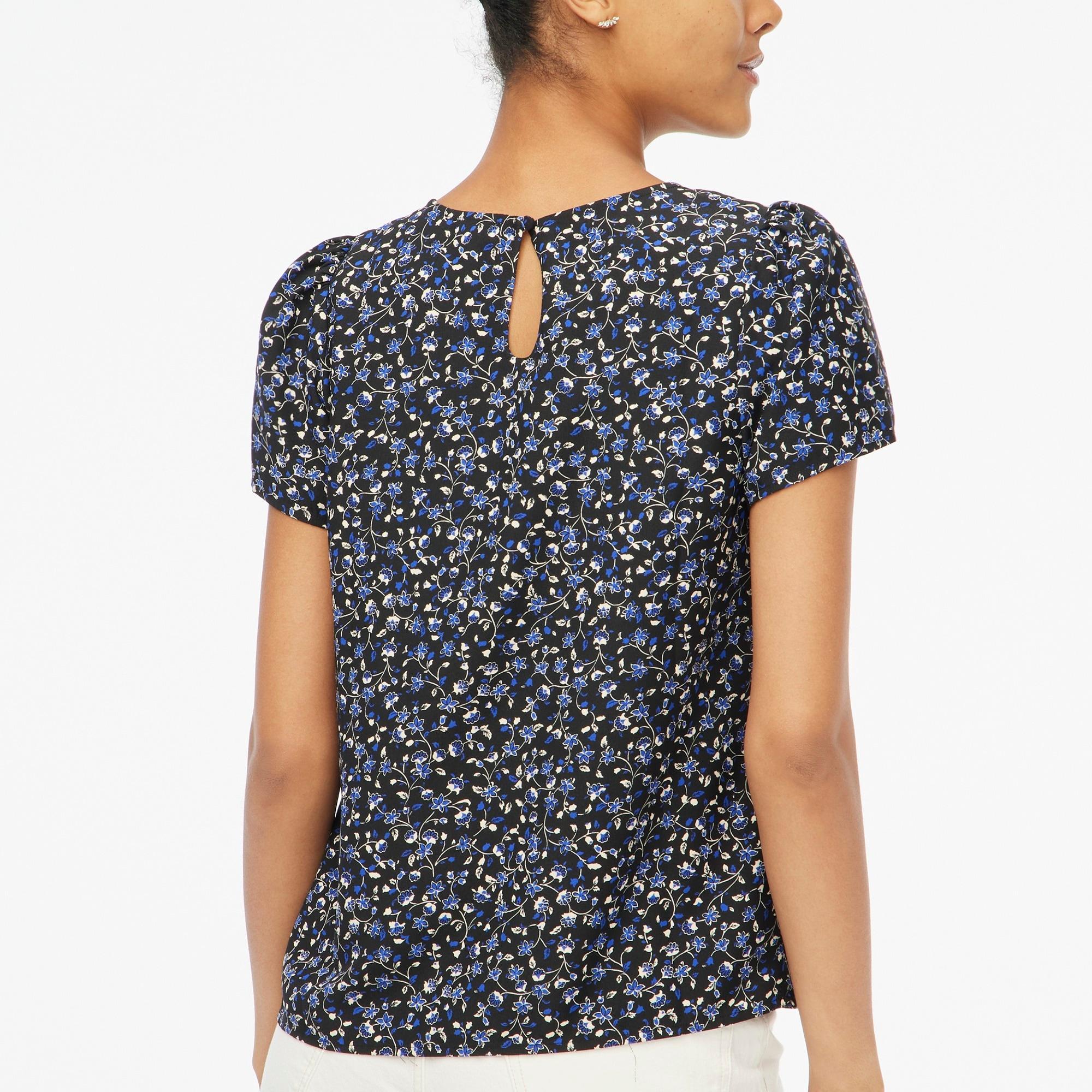 Printed short-sleeve crepe top Product Image