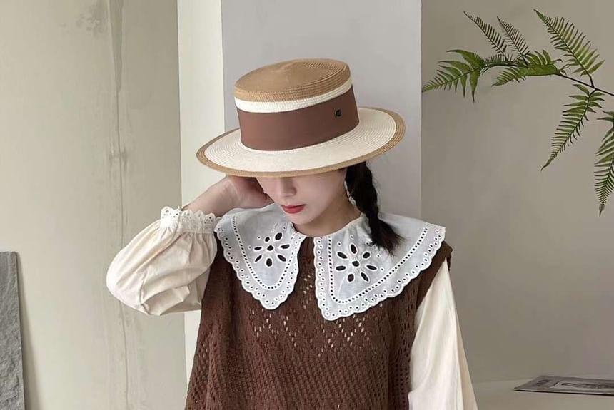 Sleeveless Plain Pointelle Sweater Vest Product Image