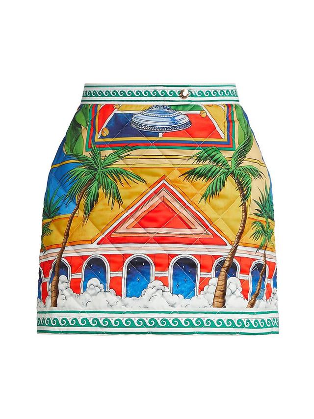 Womens Printed Quilted Miniskirt Product Image