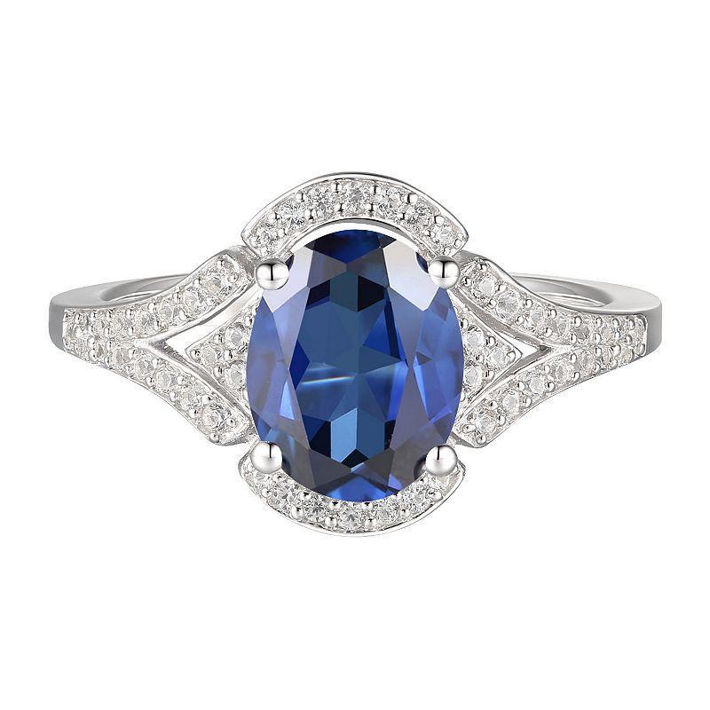 Stirling Silver Lab-Created Sapphire Ring, Womens Sterling Product Image