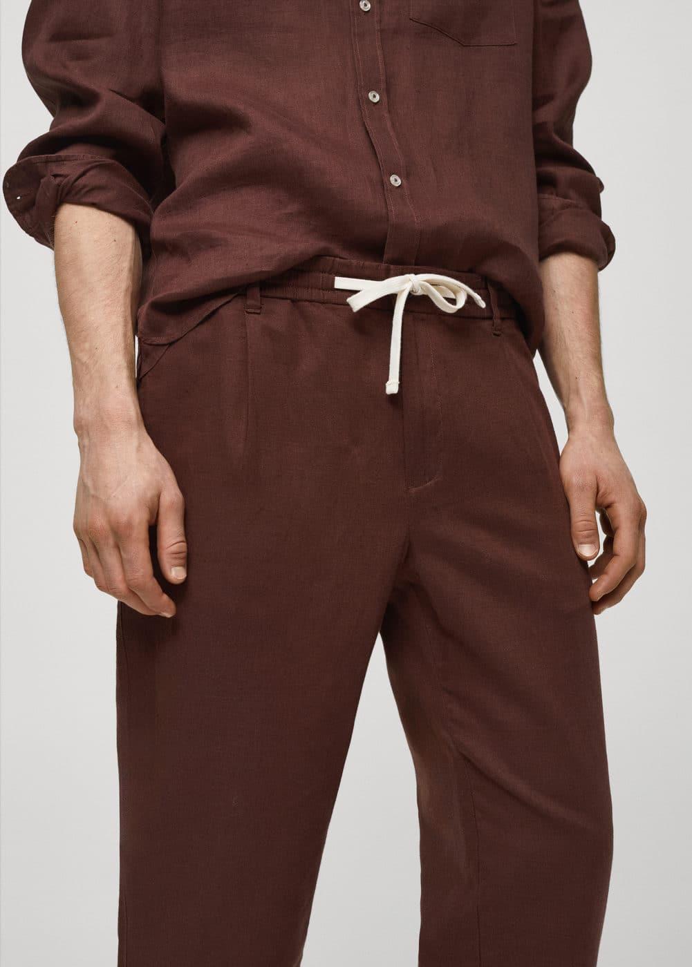 MANGO MAN - Slim-fit pants with drawstring burgundyMen Product Image