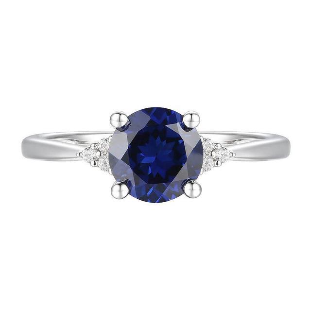 Sterling Silver Lab-Created Sapphire, Lab-Created White Sapphire Solitaire Ring, Womens Product Image