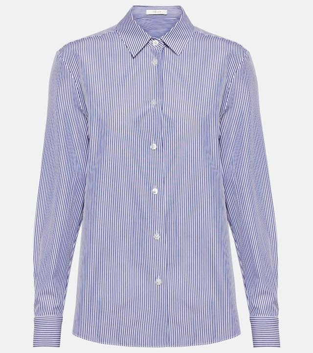 Sadie Striped Cotton-poplin Shirt In Blue Product Image