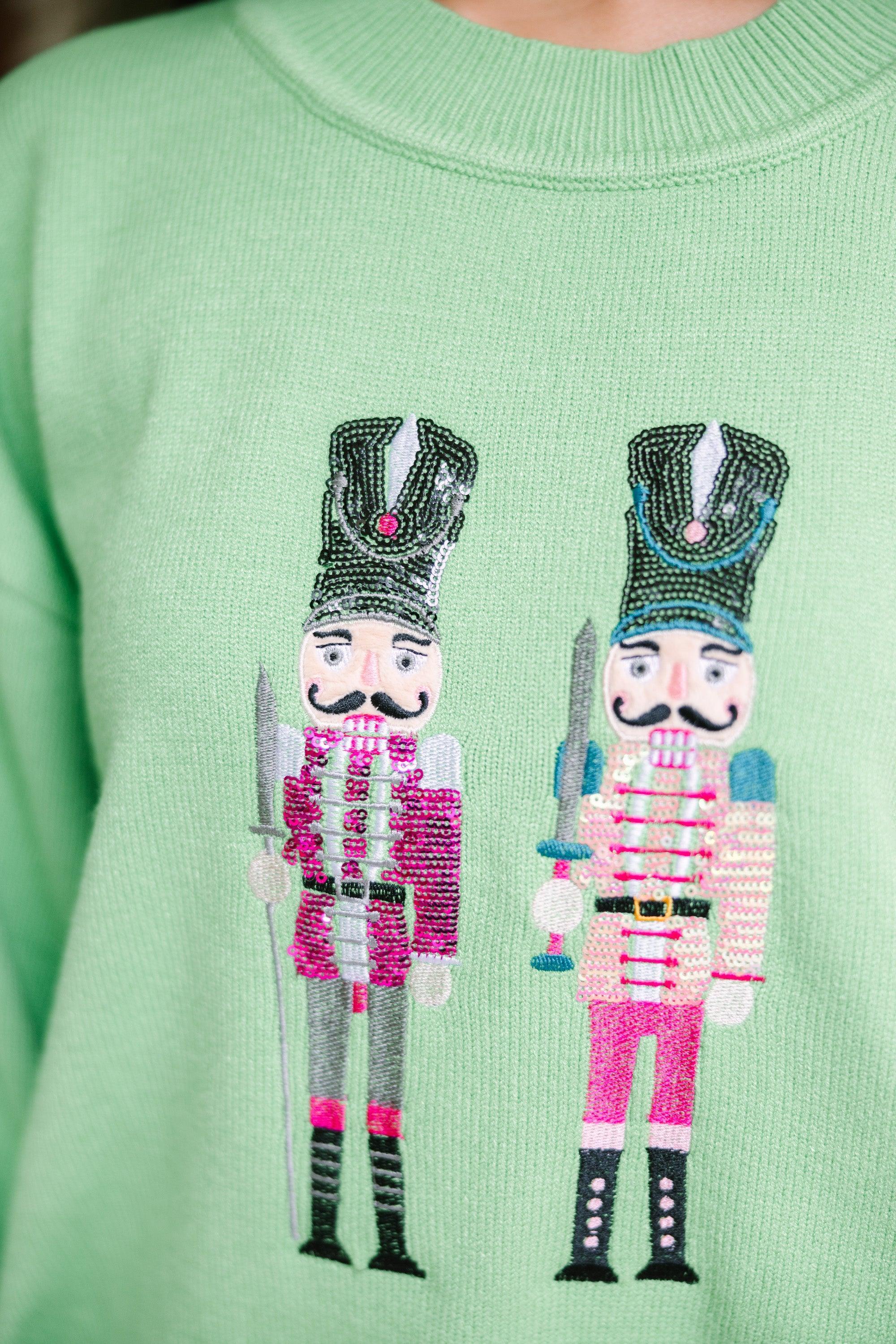 Nutcracker Fun Green Embroidered Sweater Female Product Image