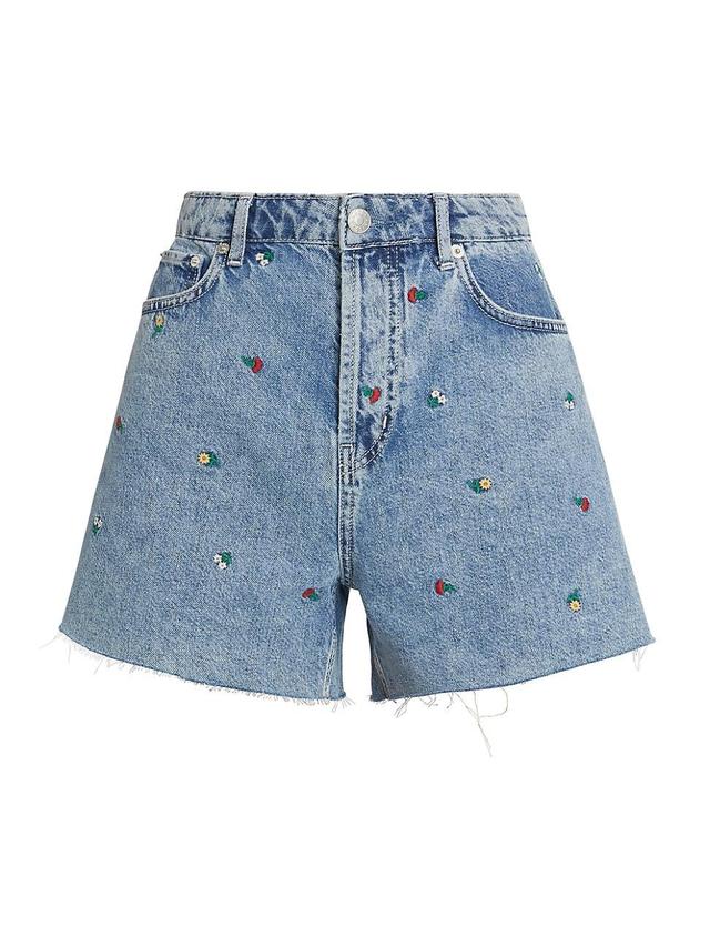 Womens Zuma Embroidered Denim Shorts Product Image