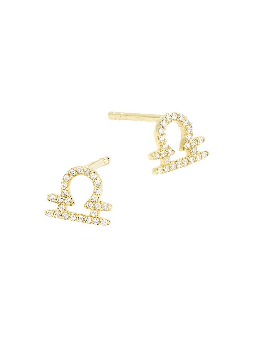 Womens 14K Yellow Gold & 0.07 TCW Diamond Zodiac Stud Earrings Product Image