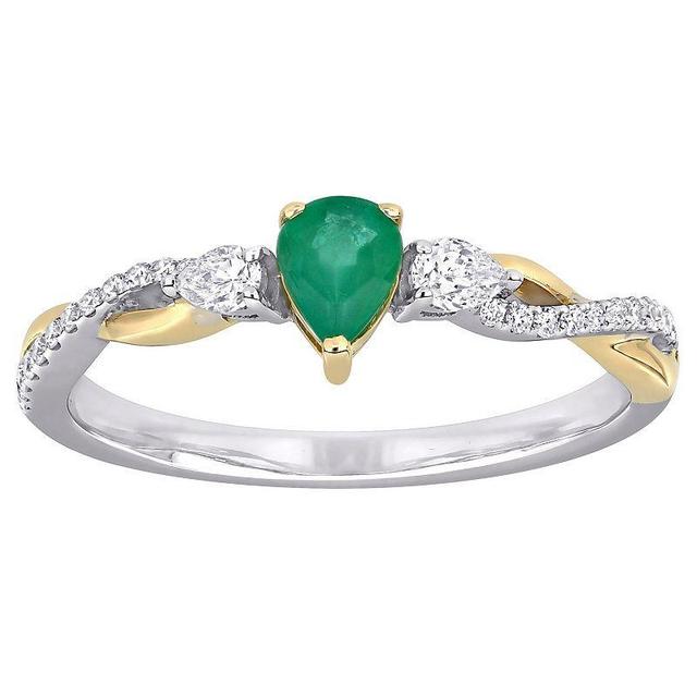 Stella Grace 14k Two Tone Gold Emerald & 1/5 Carat T.W. Diamond Infinity Ring, Womens Product Image