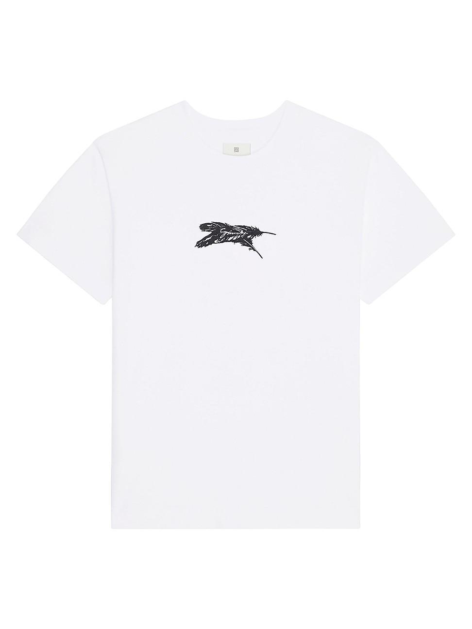 Mens Feather Print T-Shirt in Cotton Product Image