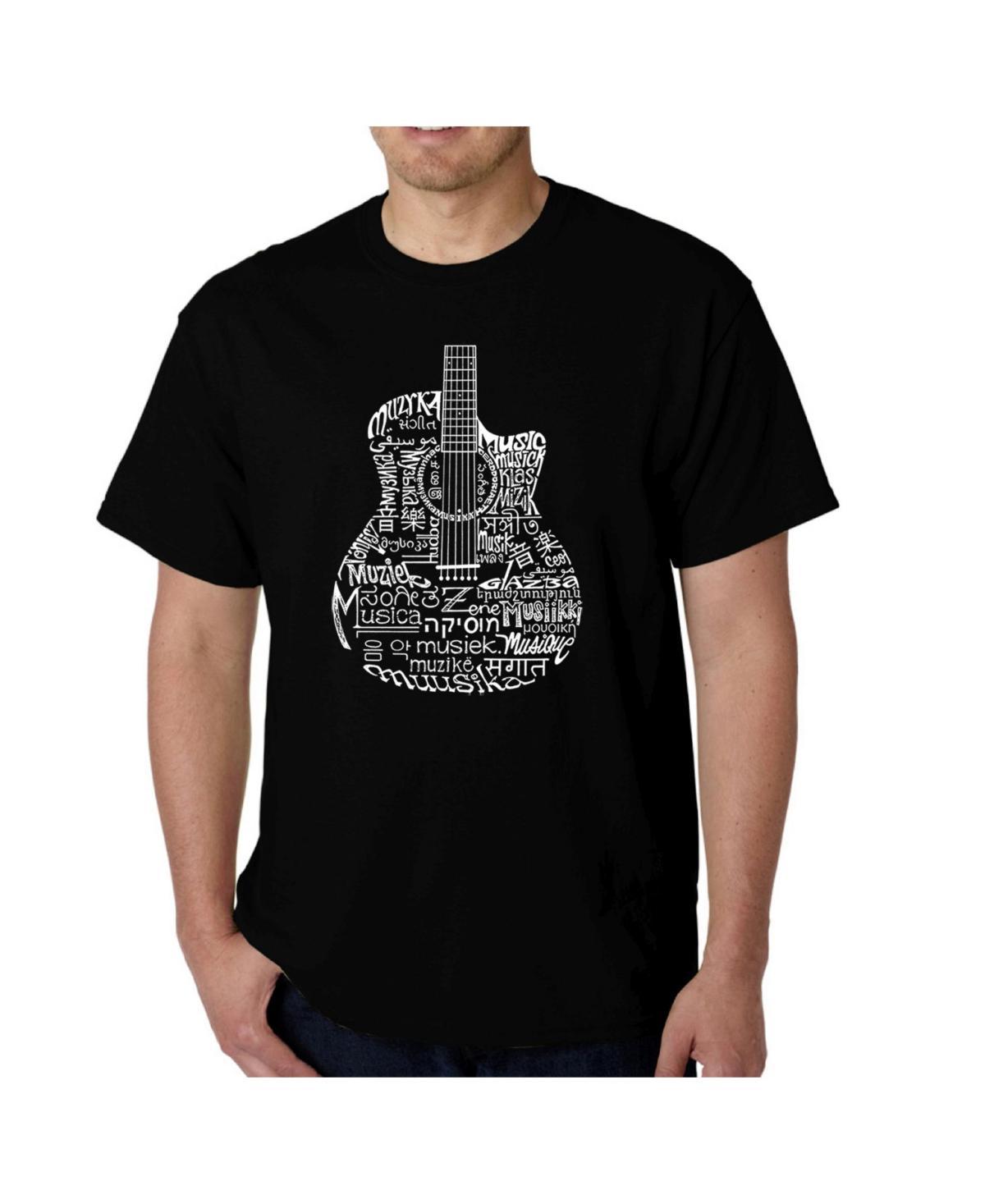 La Pop Art Mens Word Art - Languages Guitar T-Shirt Product Image