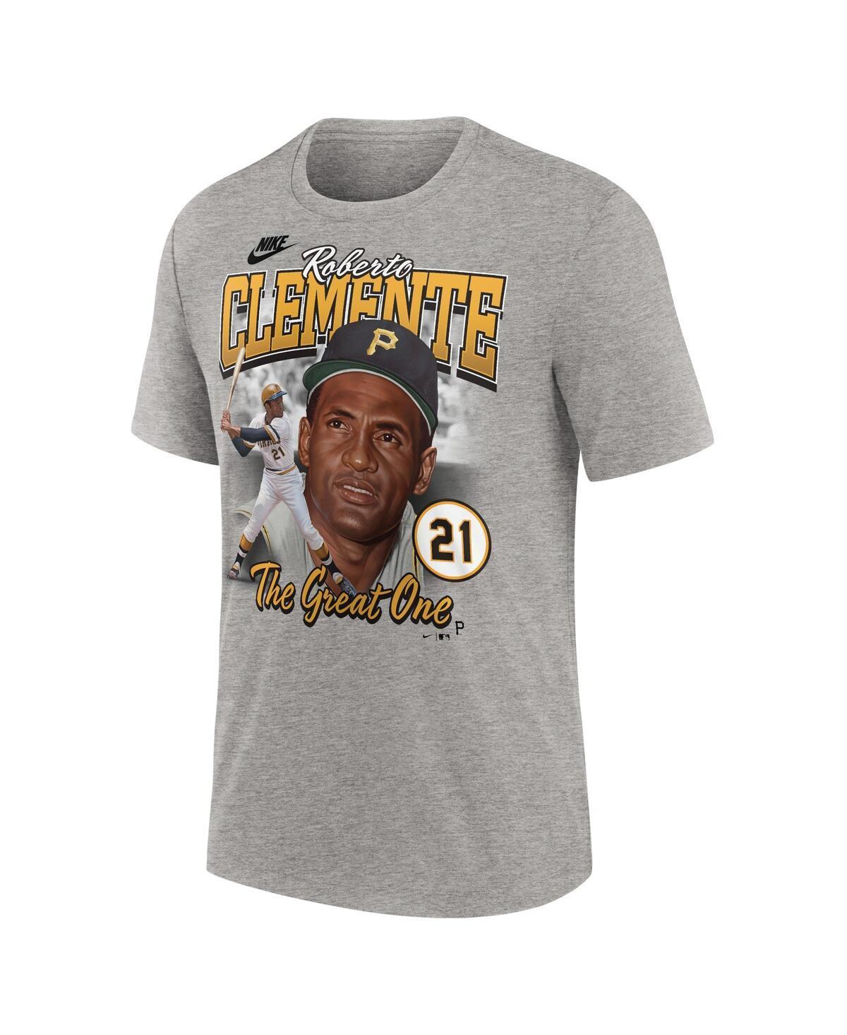 NIKE Men's Roberto Clemente Heather Gray Pittsburgh Pirates Cooperstown Collection Player Local T-shirt In Dark Heather Gray Product Image