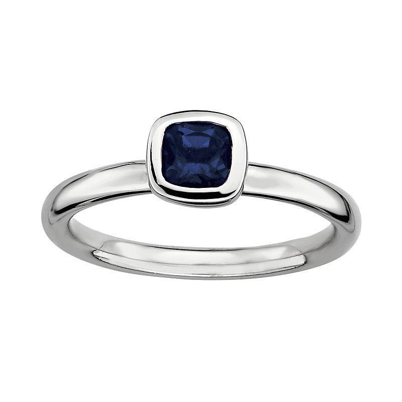 Stacks & Stones Sterling Silver Lab-Created Sapphire Stack Ring, Womens Blue Product Image