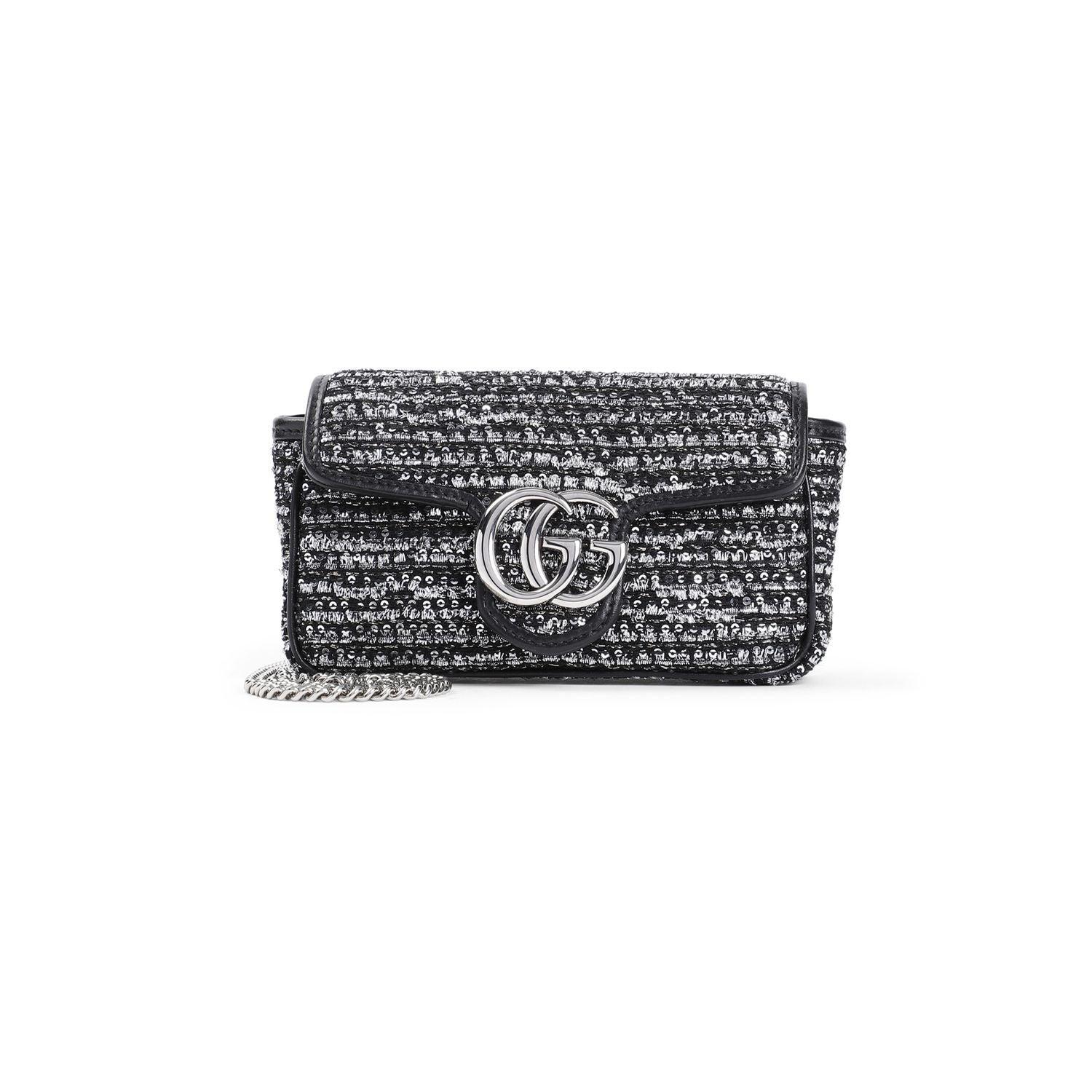 Black Wool Supermini Gg Marmont 2.0 Bag Product Image