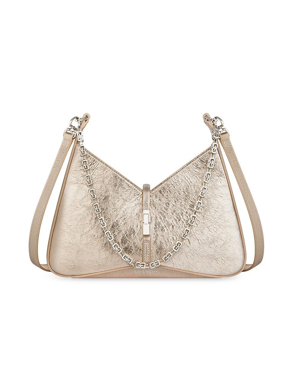 Womens Small Cut Out Shoulder Bag In Laminated Leather With Chain Product Image