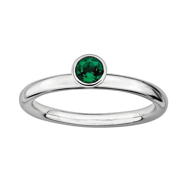 Stacks & Stones Sterling Silver Lab-Created Emerald Stack Ring, Womens Green Product Image