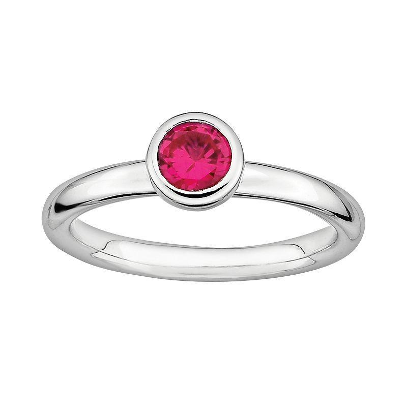 Stacks & Stones Sterling Sterling Silver Lab-Created Ruby Stack Ring, Womens Red Product Image