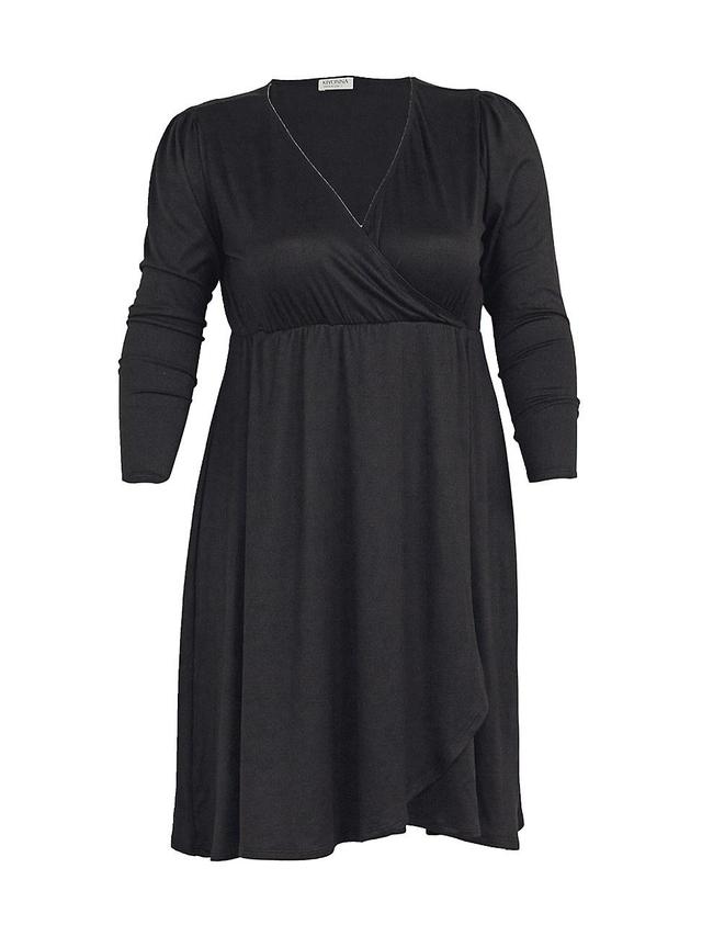 Kiyonna Aster Long Sleeve Faux Wrap Dress Product Image