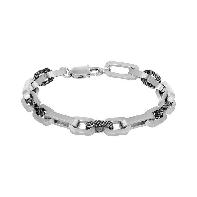 Mens LYNX Two Tone Stainless Steel Link Chain Bracelet Product Image