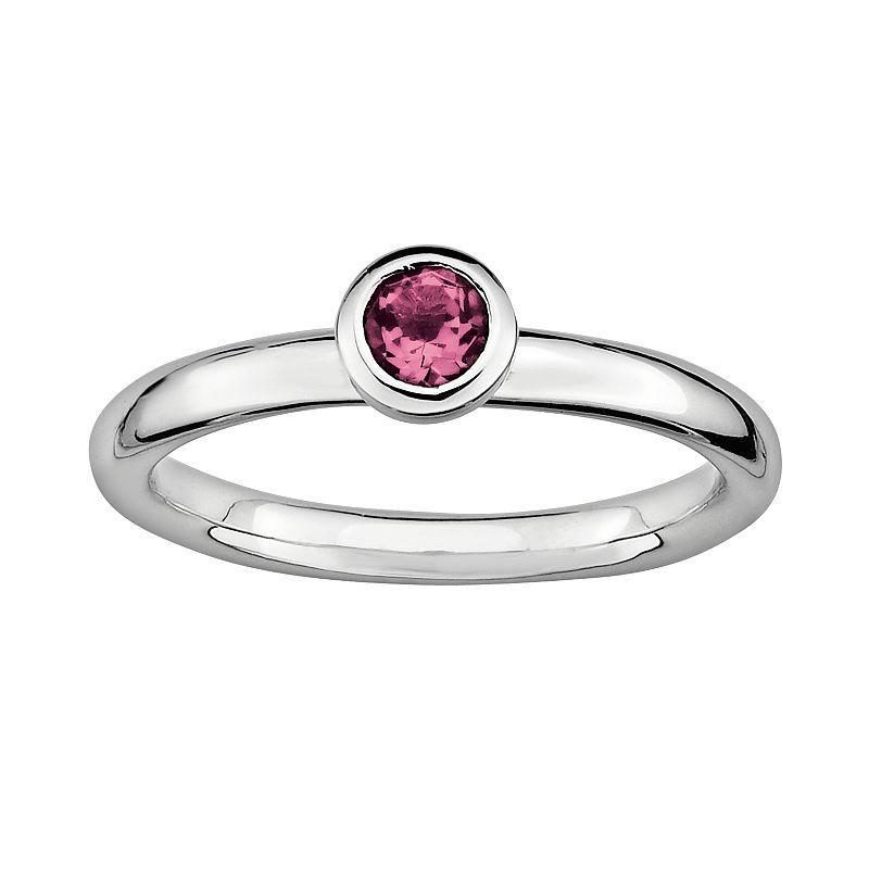 Stacks & Stones Sterling Sterling Silver Pink Tourmaline Stack Ring, Womens Product Image