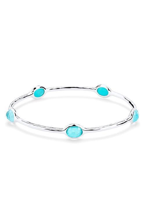 Womens Rock Candy Sterling Silver, Rock Crystal, & Turquoise Bangle Product Image