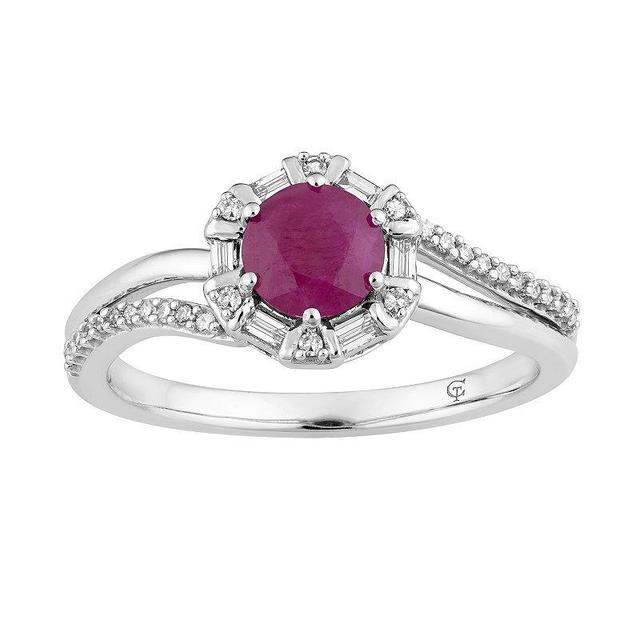 10k White Gold Ruby & 1/5 Carat T.W. Diamond Ring, Womens Red Product Image