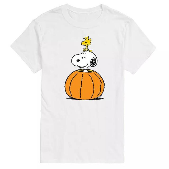 Mens Peanuts Snoopy Woodstock Pumpkin Graphic Tee Grey Green Product Image