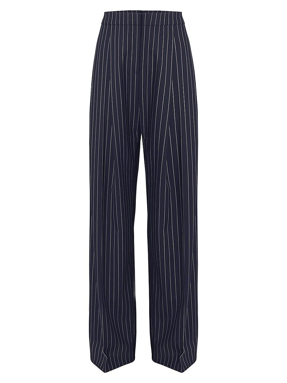 Womens Pleated Pinstripe Pants Product Image