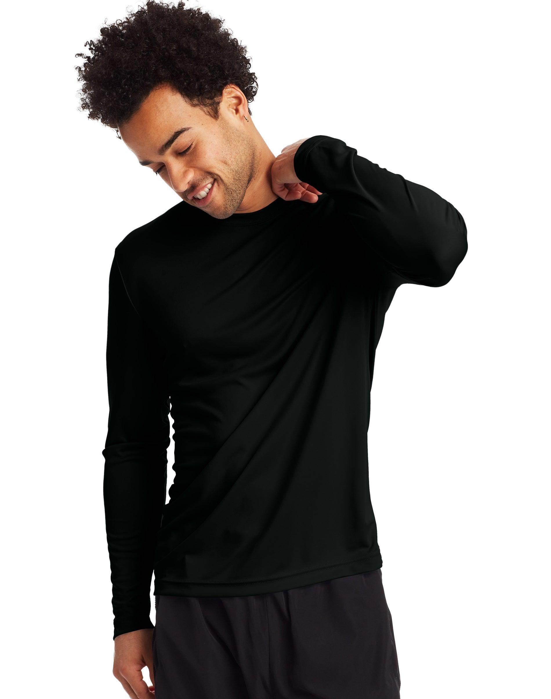 Hanes Sport Mens Cool DRI Long-Sleeve T-Shirt, 2-Pack Graphite/Navy M Product Image