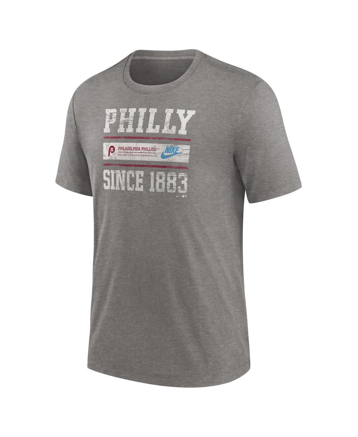 NIKE Men's Heather Charcoal Philadelphia Phillies Cooperstown Collection Local Stack Tri-blend T-shirt In Heather Gray Product Image